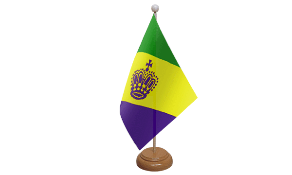 Mardi Gras Small Flag with Wooden Stand